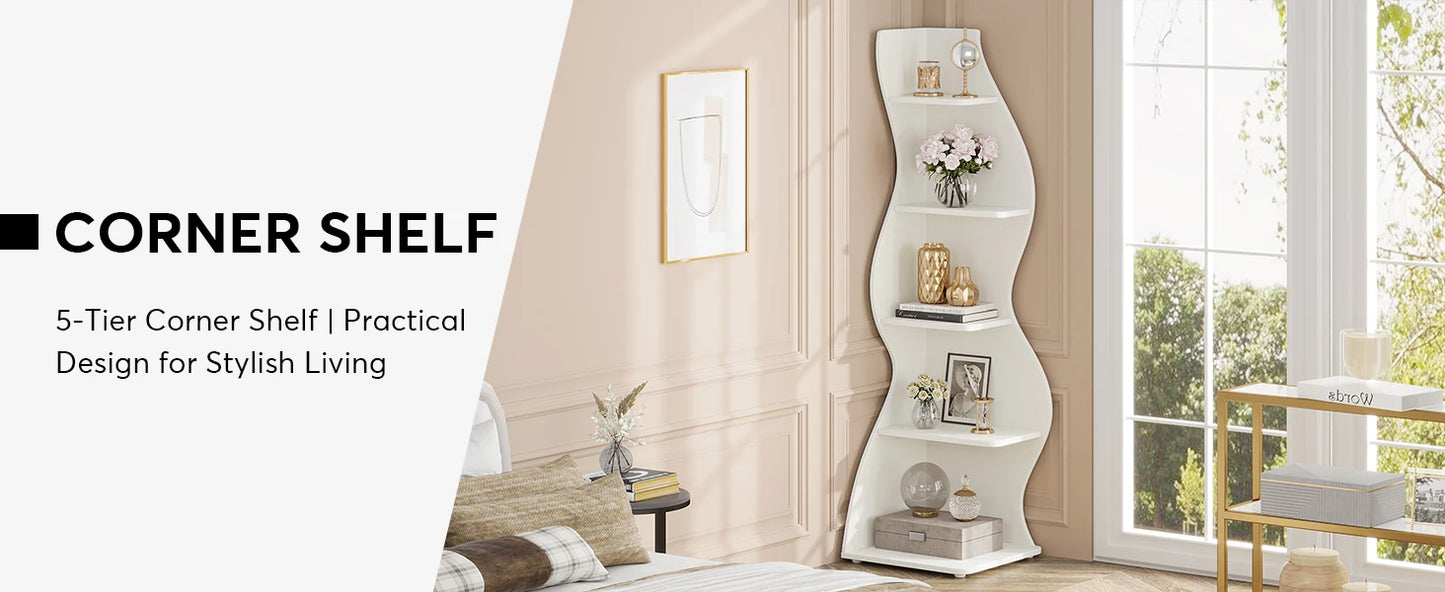 Tribesigns Bücherregal Eckregal 5-stufig Pflanzenständer Wohnzimmer