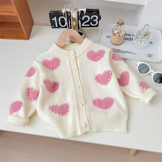 CN Zhejiang 2905 Koreanischer Stil Strickcardigan Für Mädchen - Größe 3-6J, Polyester, Regular Passform