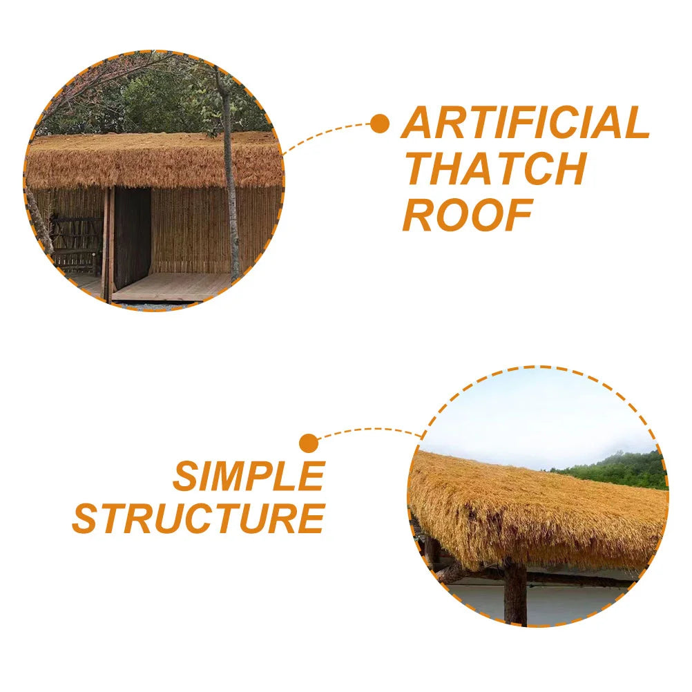 Thatched House Tiles Simulation Roof for Garden Green Grass Rug Lifelike Round Area Roofing Lawn Mexican Straw Imitation DIY