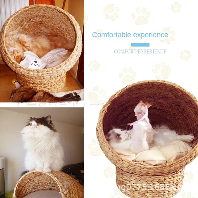 Cat bed cat tree delivery room cat hammock woven caget villa summer rattan house pet nest climbing frame  nest