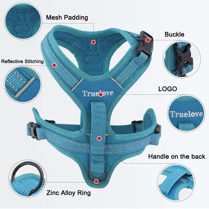 Truelove Sport Nylon Reflektierend 2025: No Pull Hund Geschirr 3M Outdoor Abenteuer - Haustier Weste Griff XS-XL Gepolstert Schnell Lösbar 5 Farben