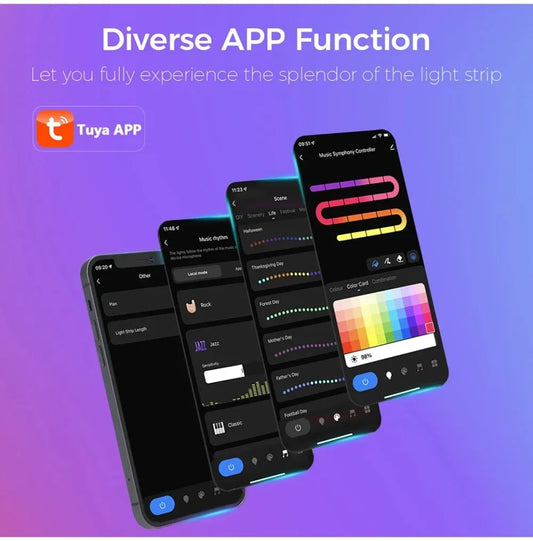 Tuya Pixellicht WIFI - App Steuerung, 5V USB, RGBIC, 5/10/20m