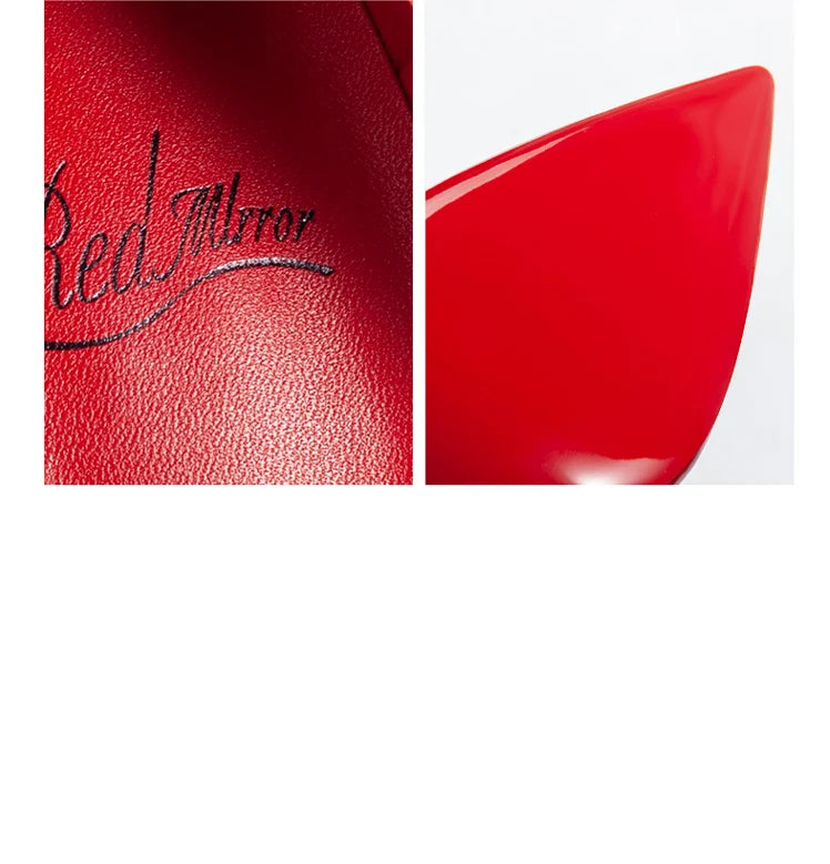 elegant woman heeled shoes 2024 trend luxury Brand Women High Heels Red Shiny Bottoms shallow Pumps Pointed Toe Sexy Women 12cm