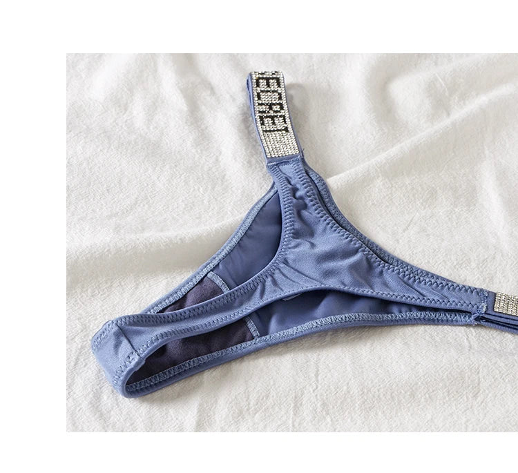 ZQTWTC Damen String 2025 - Tief sitzende Panties mit Strass-Details S-XL