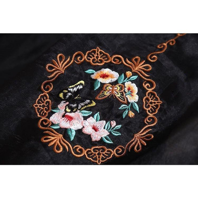 Embroidery Floral Women Pleated Skirts 2023 New Chinese Style High Waist Loose A-LINE Spring/Summer Retro Skirt