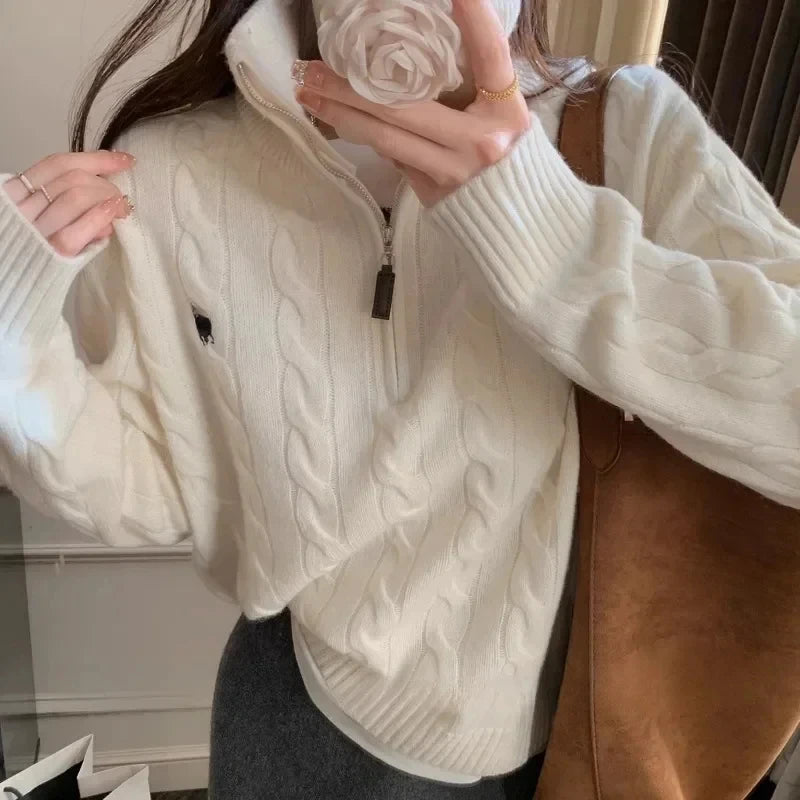 BONNTEECN Cardigan Halfzip Weiches Strickmaterial - Größe M, Reißverschluss, Mittleres Gewicht