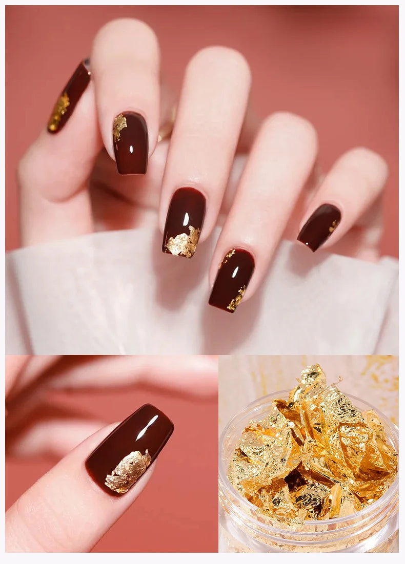 Rose Gold Silver Irregular Foil Paper Fragments Nail Art Sequin Sticker Glitter DIY Manicure UV Gel Polish Nail Decoration Tools