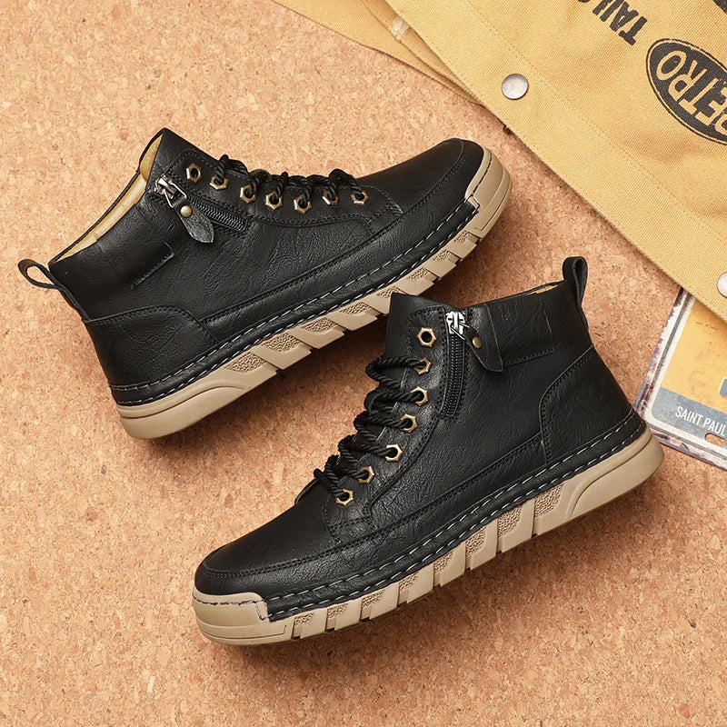 Yeinshaars Travel Casual Leder Stiefeletten Warm - Größe 42, Leichtes Gewicht, Antirutsch-Sohle