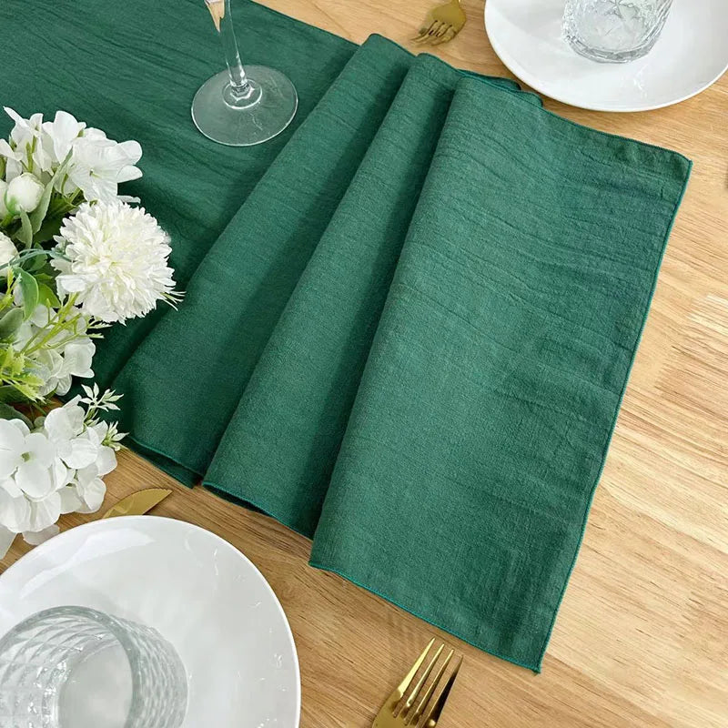 Christmas Table Runner Christmas Green Decoration for Home Xmas Party Decor 100% Cotton Table Runner for Wedding Table Decor