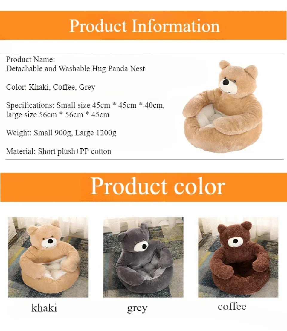 Dog Bed Semi-Enclosed Bear Pet Bed Ultra Soft Dog Nest  Removable Puppy Bed Wear Resistant Scratch Resistant Bed Mat Pet Product
