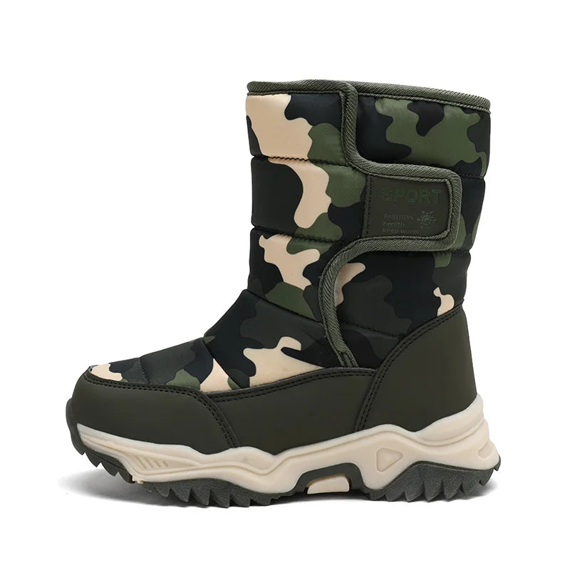 Kinder Schnee Stiefel Jungen Warme Winter Schuhe Outdoor Wanderschuhe Camouflage Komfortable Plattform Plüsch Sport Jungen Stiefel