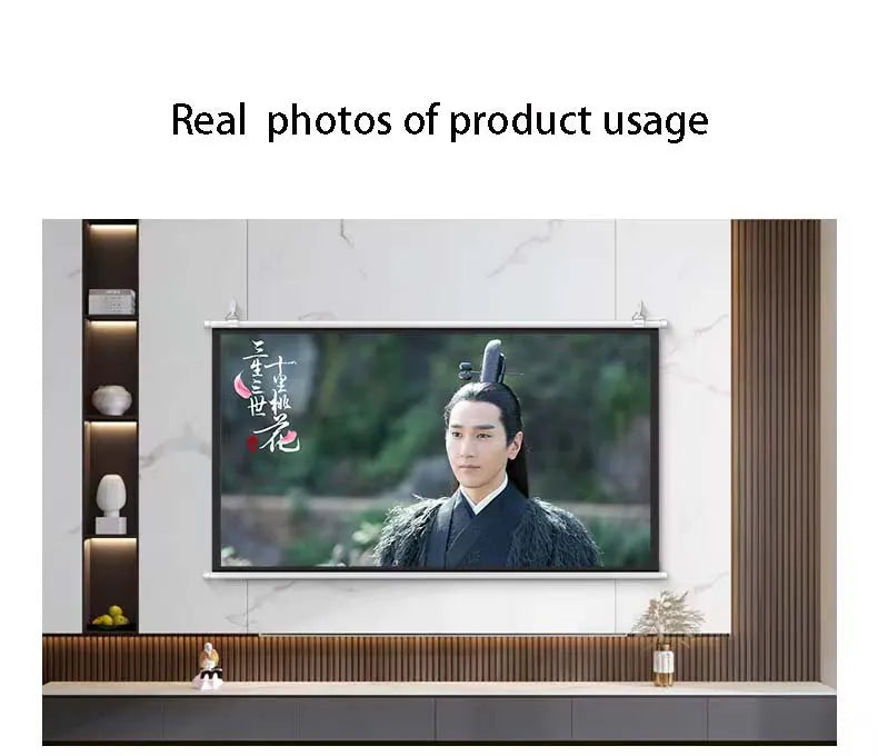 Thinyou 60inch 72inch 84inch 100 Inch 16:9 HD Projector Screen White Manual Pull Up Diagonal High-definition pantalla proyector