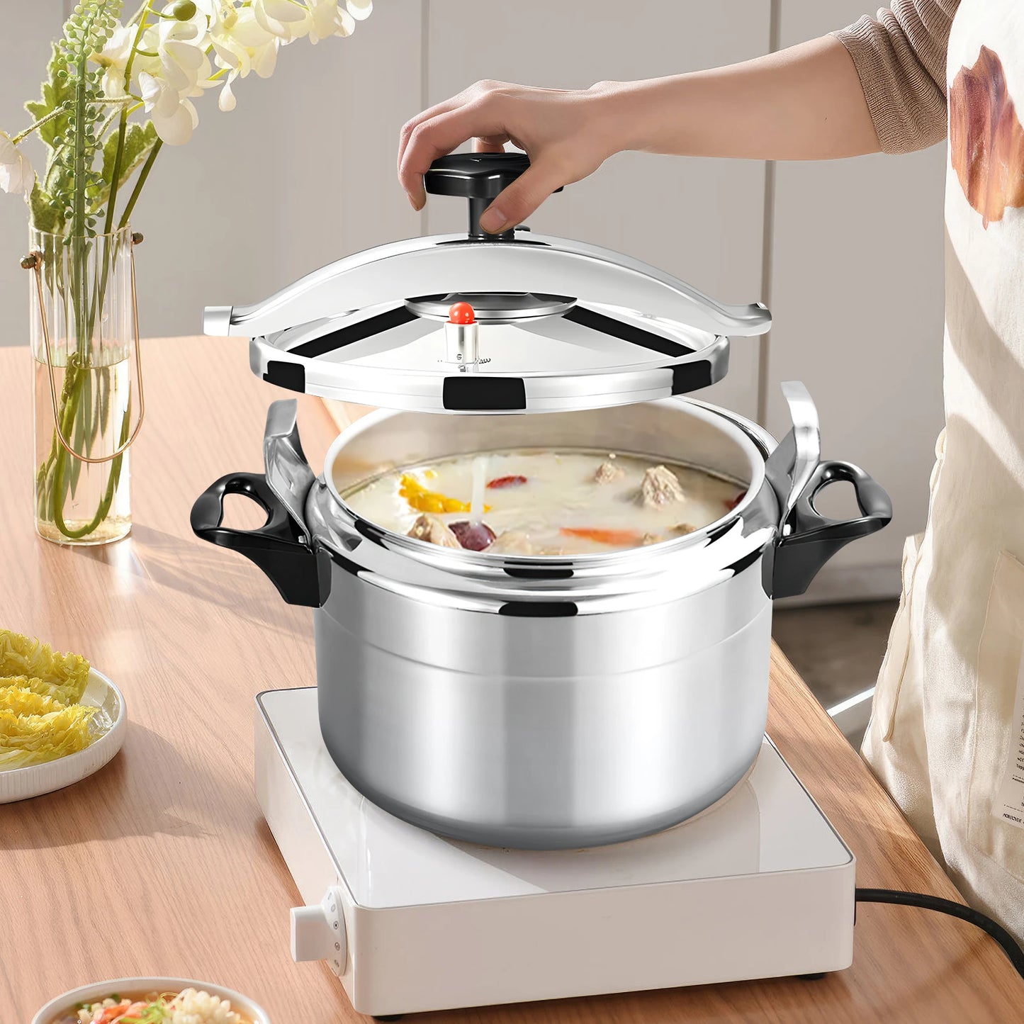 Aluminium Schnellkochtopf 3L/7L - Multifunktionaler Drucktopf für Gasherd