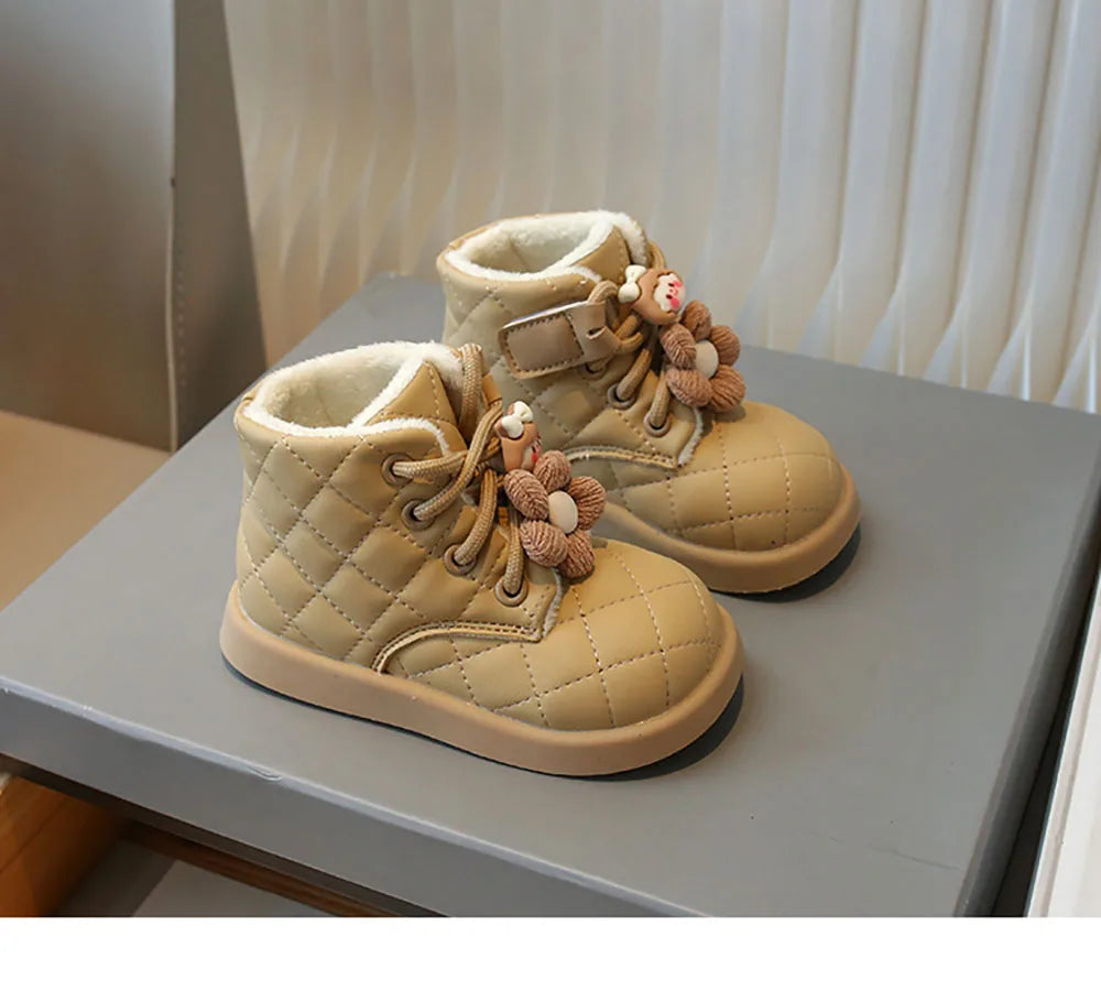 Winter Schneeschuhe für kleine Mädchen Trend Mode niedlichen karierten Mädchen Schneeschuhe Kunst pelz Baumwolle Schuhe Plüsch Mode Stiefel