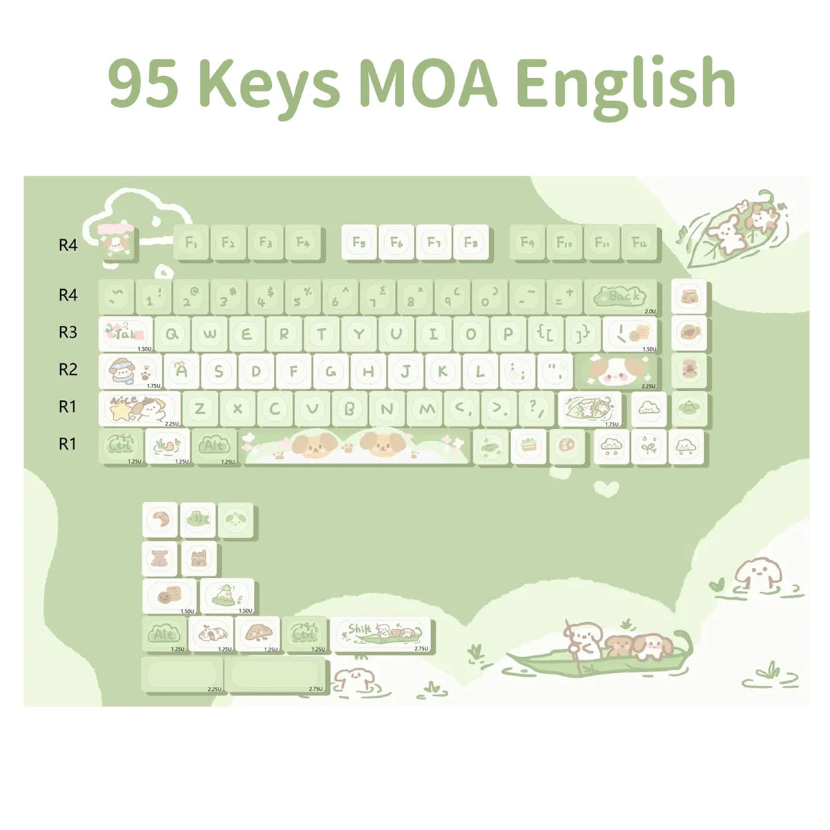 USLION 95Keys Dessert Cat Theme Keycaps MOA Profile PBT Key Caps Kit für 61/64/68/84/75/87Keys GMK67 Gaming Mechanical Keyboard