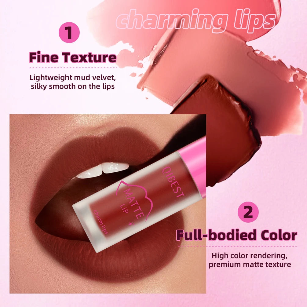 QiBest Matte Lipgloss Waterproof - 8 Farben 5ml Langanhaltend