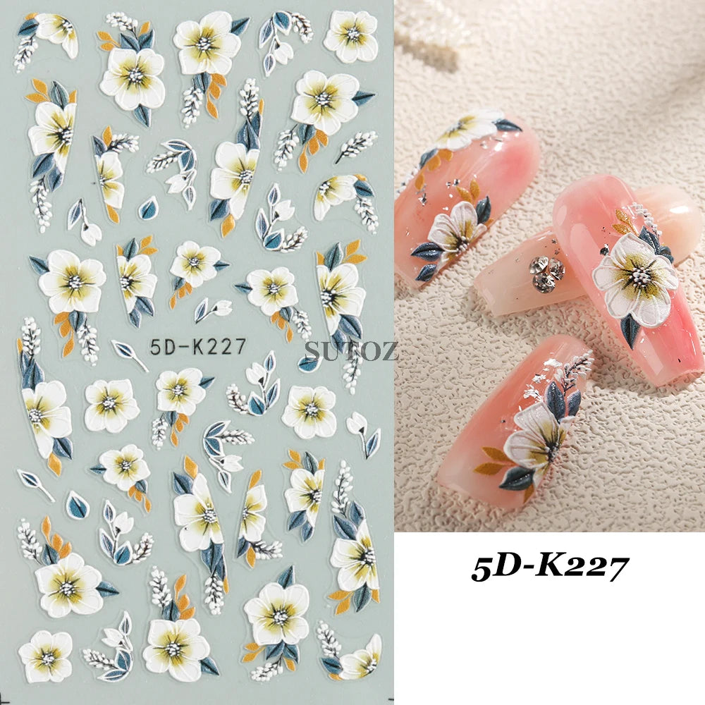 GL5D-K256 5D Sonnenblumen Nagelsticker - Herbstdesign Prägung