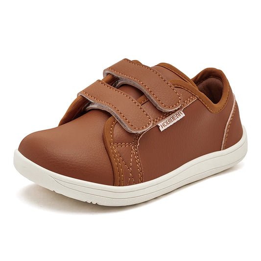 HOBIBEAR Kinder Barfuß Schuhe 2025 - Klein/Groß/Kind Weite Zehen Minimalistische Sneaker - Leichtgewicht Klettverschluss Kunstleder Schuhe