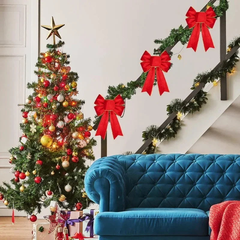 Weihnachten Schleife Ornamente Weihnachtsbaum Glitzer Handwerk Schleife Weihnachtskranz Girlande Dekoratives Band Glänzende Schleifen Weihnachtsdekoration