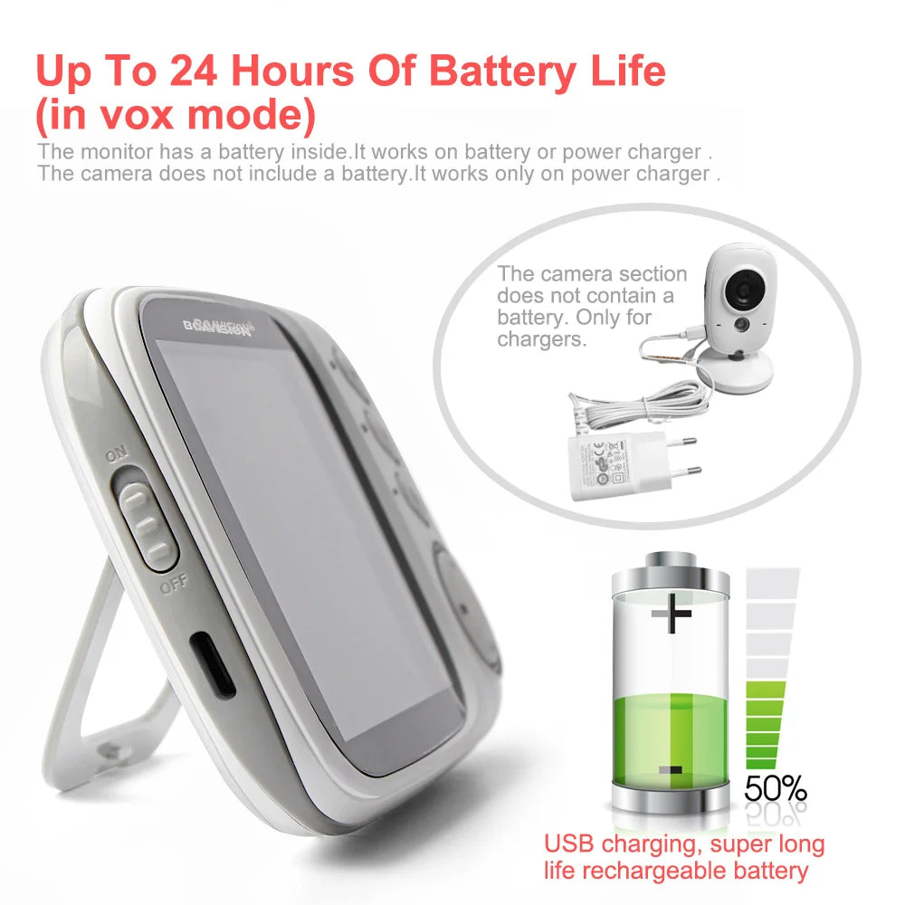 VB603 Video Baby Monitor 2.4G Drahtlos Mit 3.2 Zoll LCD 2 Weg Audio Sprechen Nachtsicht Überwachung Sicherheit Kamera Babysitter
