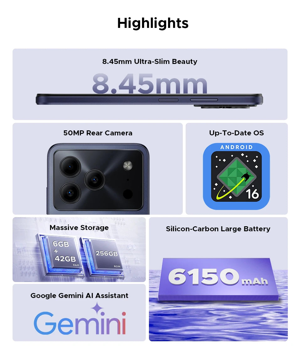 DOOGEE Note56 Plus Großer Akku - 6150mAh, 18W, 6,56 Zoll