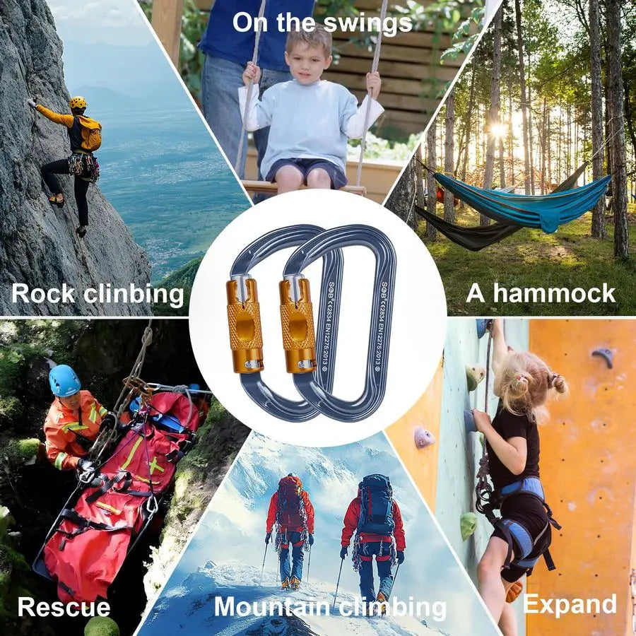 NONEM Karabinerhaken Aluminium 7075 - Bruchlast 28 kN EN12275 by Golden Bridge Store