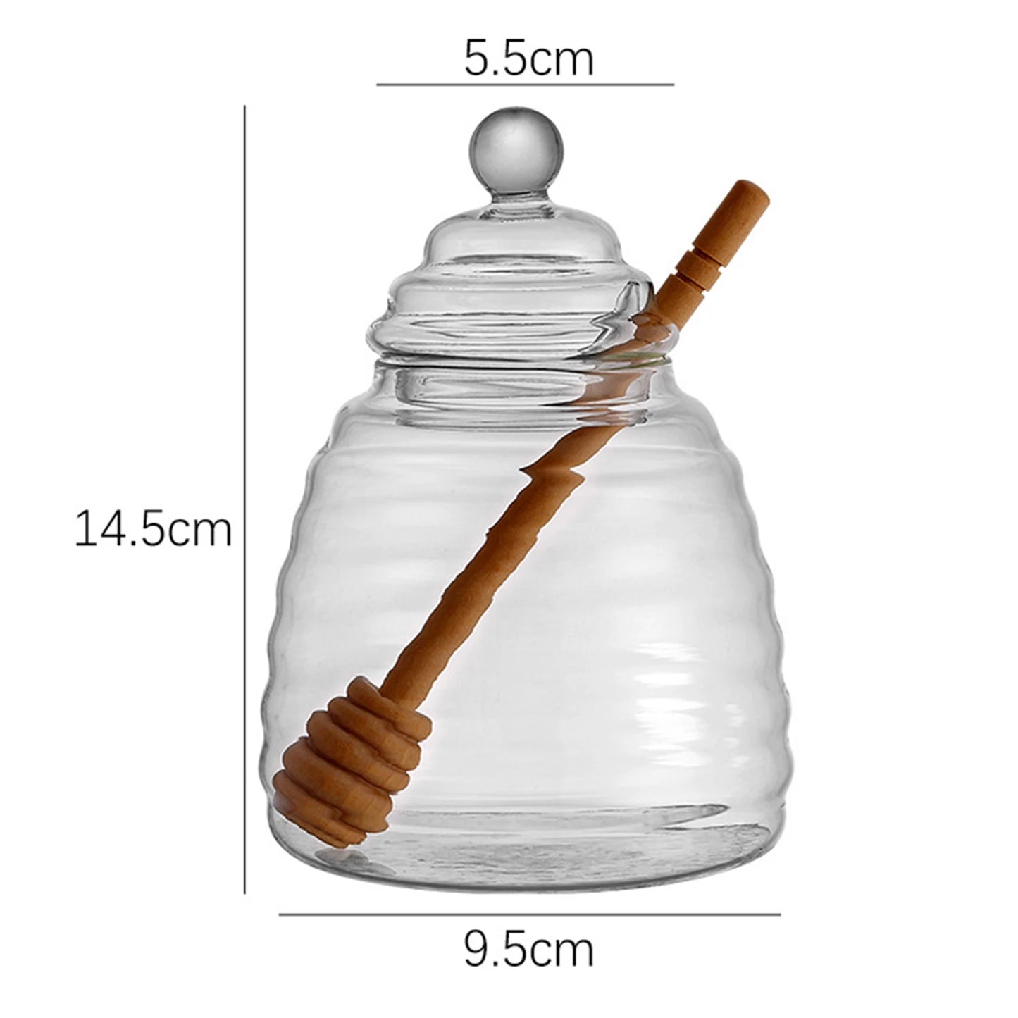 Glass Honey Pot Jar Kitchen Tools Honey Storage Container with Dipper and Lid Honey Bottle for Wedding Party Office Kitchen Home