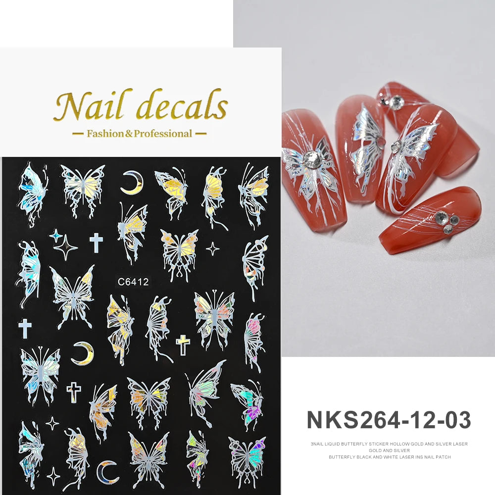 MAFANAILS NLS 3D Holografisch Schmetterling - 1St Schwarz