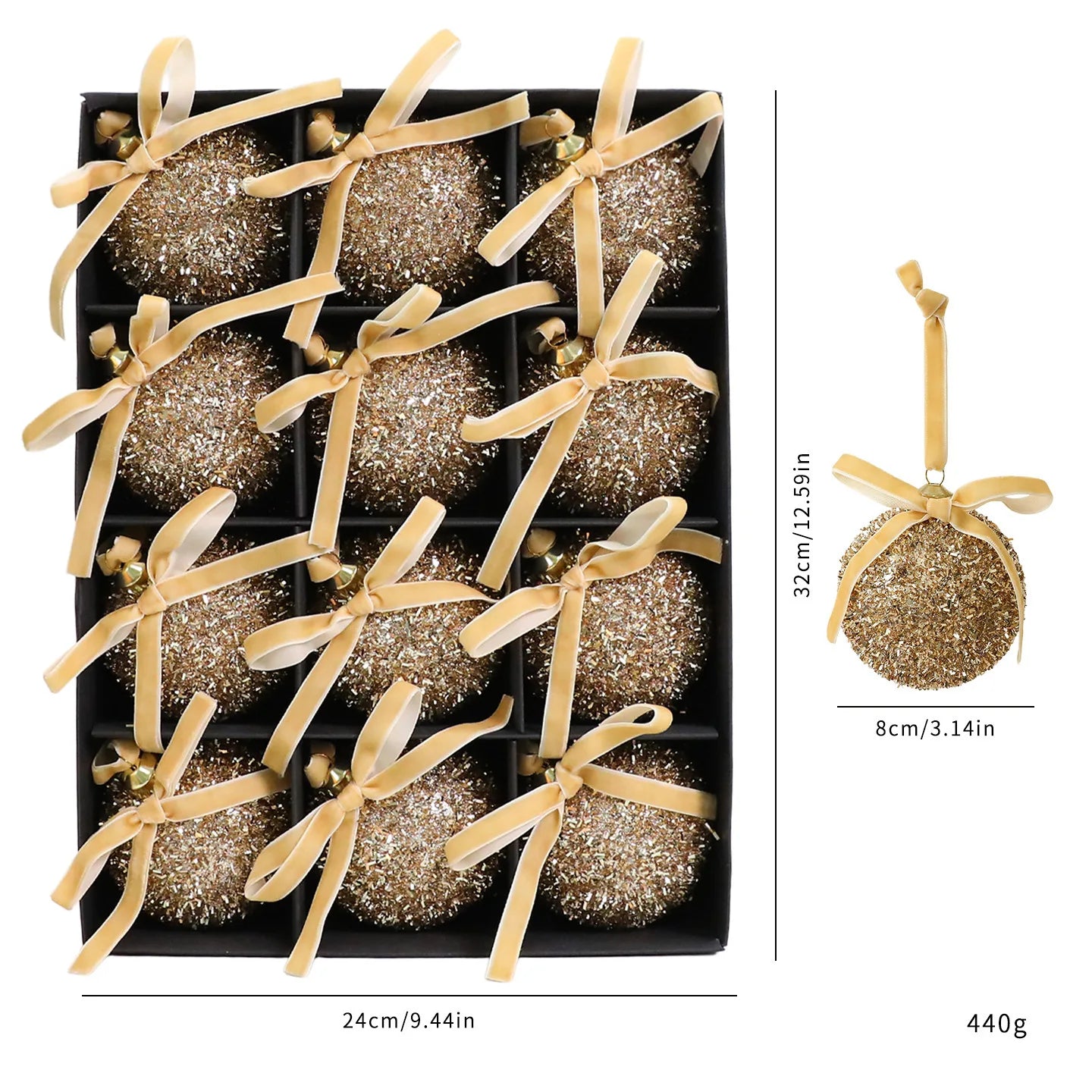 KugelKunst Weihnachtskugeln-Set Glänzend-12er Pack - Durchmesser 4 cm