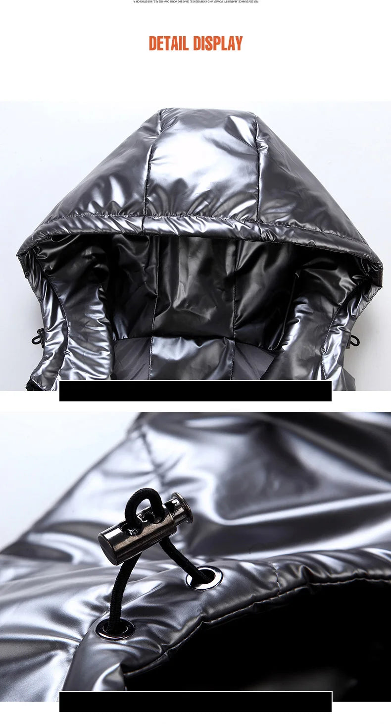 OLEKID 240805 Glänzende Weste Mit Kapuze - Größe 3-20 Jahre, Unisex, Wasserabweisend