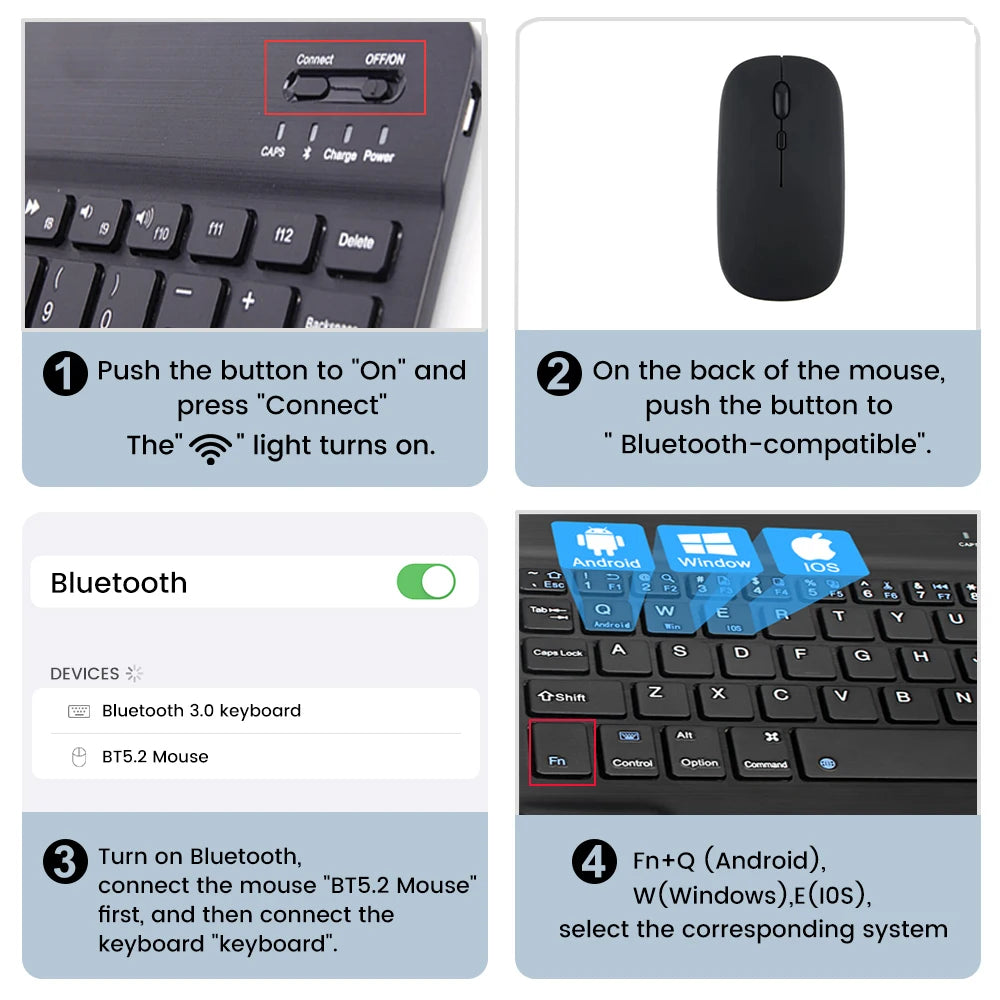 Bluetooth Wireless Tastatur und Maus für iOS Android Windows Tablet - Deutsche Version