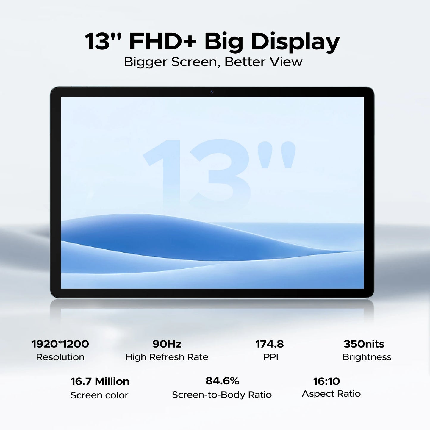 DOOGEE U13 Slim Tablet - 13 Zoll Display 11000mAh Akku 6GB RAM 256GB Speicher