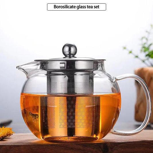 Glass Tea Pot Kettle 650ML/950ML/1300ML Teapot with Stainless Steel Strainer Infuser Filter Tea Cup Set kitchen accessories 주전자