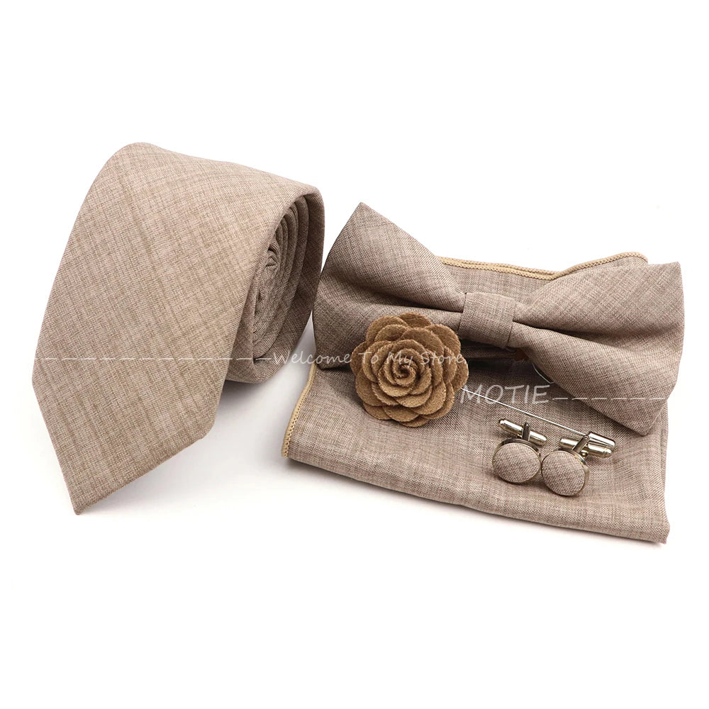 Neues Design 27-farbiger Männer-Accessories-Set: Klassische Baumwoll-Taschentuch, Manschettenknöpfe, Fliege für Hochzeit, Party, Geschenke