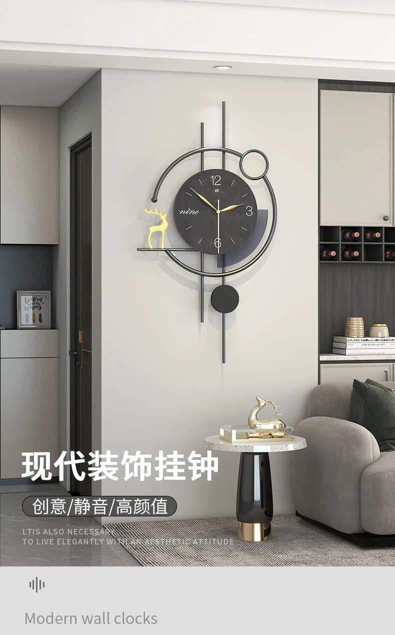 Artistic Living Room Wall Clock Modern Light Luxury High-end Home Restaurant Decoration Creative Silent Wall Clock