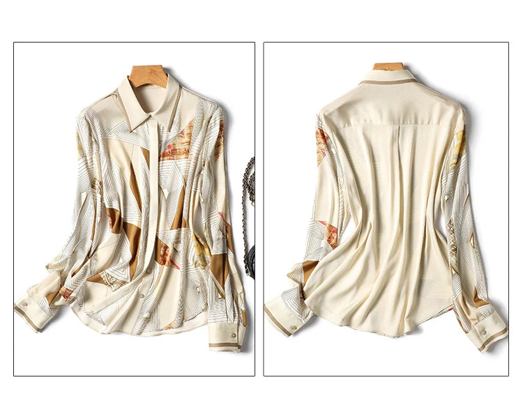 Elegant Style Ladies' Top for Day-to-day and Workplace Graceful Design Women's Blouse with Chic Print and Buttons