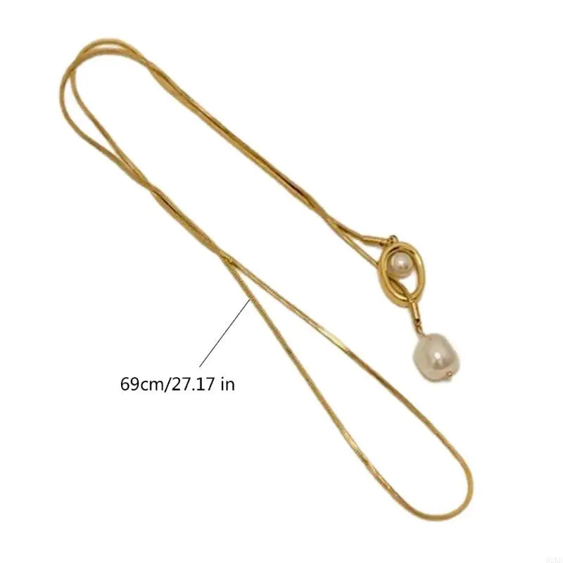 62KE Geometrisch Barock Perlenanhänger - Kette 45cm Metall