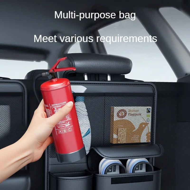 Auto Kofferraum Leder Aufbewahrung Tasche 2025 - Faltbar Auto Sitz Rücken Werkzeug Organizer - Multifunktional UV Aufbewahrung SUV Rücksitz Hängend Organizer