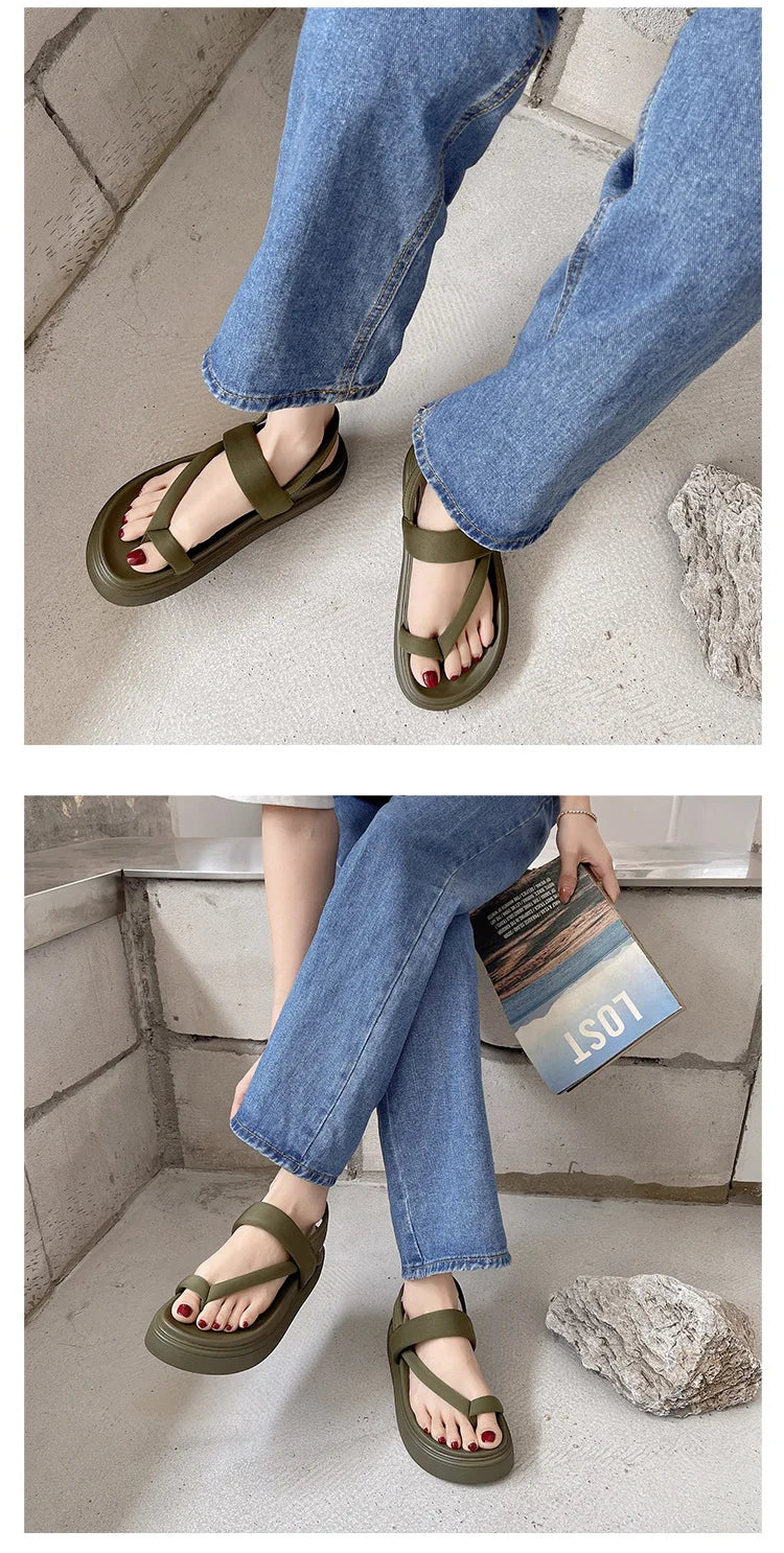 Damen-Platform-Sandalen 2025: COZOK Frauen Platform Sandalen Flache Flip Flops Sommer Strand Sexy Lässige Schuhe Kreuz Peep Zehen Damen Schuhe Mode Frau Schwarze Sandalen Kollektion