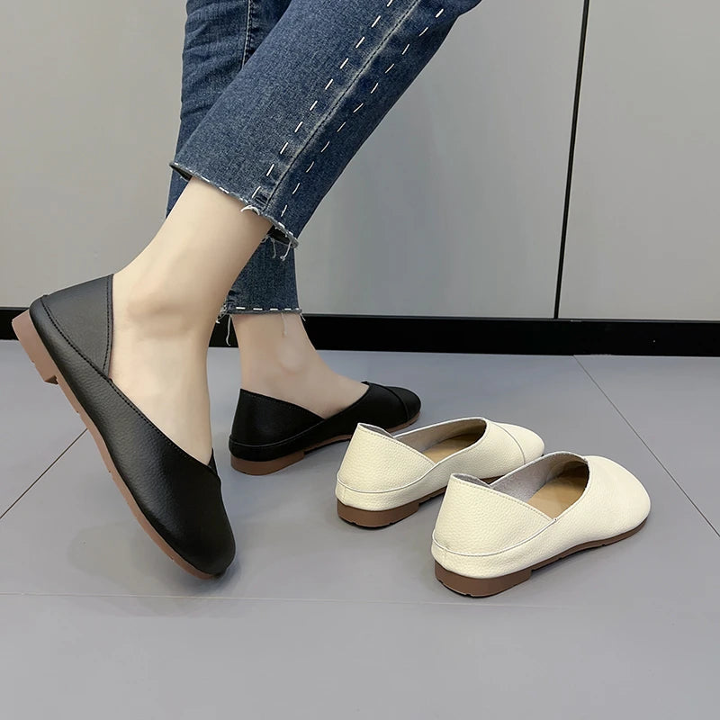 Damen Slip-On Lackleder Loafer 2025 - Casual Runde Zehen Flache Schuhe - Krankenschwester Ballett Sneaker Mode