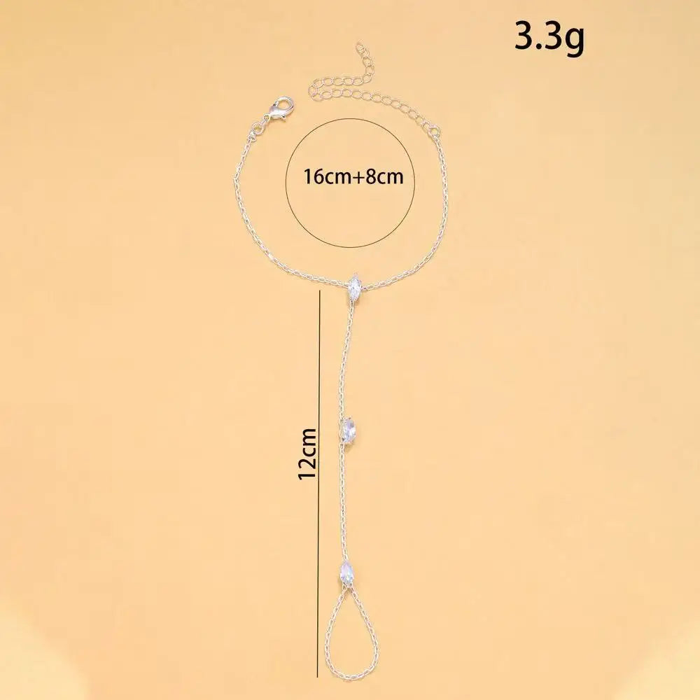 Luna Vela Mehrschichtig V-Form Fußkettchen - Kristall 22cm