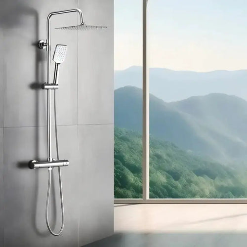 Duschsystem mit Thermostat – 10-Zoll-Regenduschkopf, Edelstahl, mit Thermostat und verstellbarer Wandhalterung