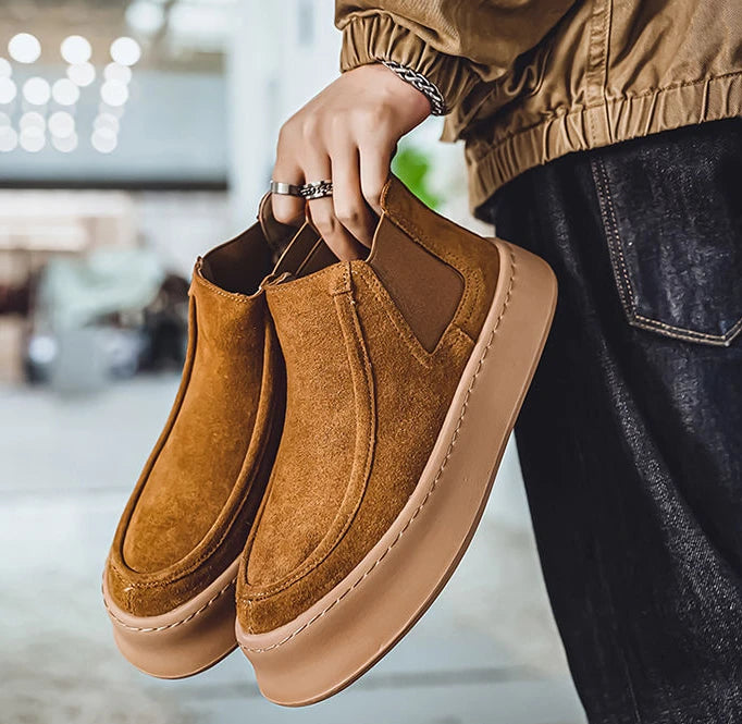 Ghete Chelsea Shangkaka cu platformă, croială înaltă - Mărimea 44, Înălțimea tocului 2 cm, Înălțimea gleznei