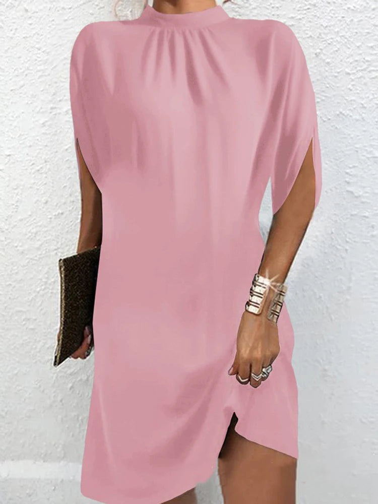 Elegant Women's Dresses 2024 Summer Fashion Round Neck Loose Bat Sleeve Office Lady Party Dress Y2K S-XXL