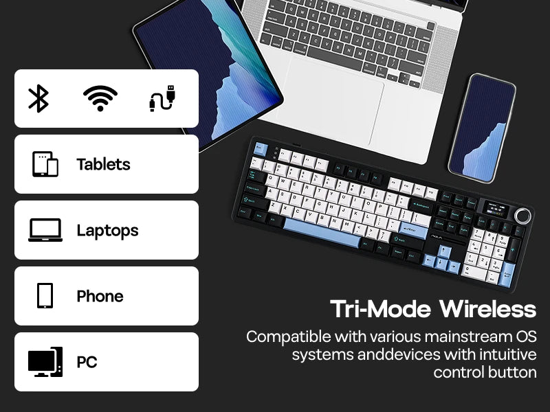 Gaming-Tastatur 2025: EPOMAKER X AULA F108 PRO Full Size 100% ANSI Layout - Hot Swap Wired/2.4GHz/Bluetooth Wireless Mechanical Keyboard RGB Backlight Collection