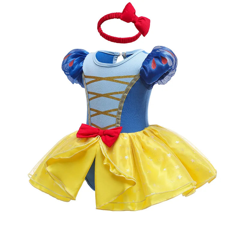 Baby Romper Infant Girl Tutu Dress Jumpsuit Headband Outfits Snow White Princess Clothes Cute Dress Halloween Party Costume