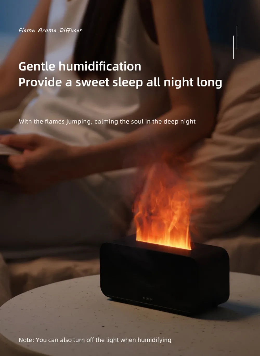 Humidifier Flame Aromatherapy Diffuser Can Add Essential Oils 7 Colours Flame Diffuser Timing Protection USB Desktop Humidifier