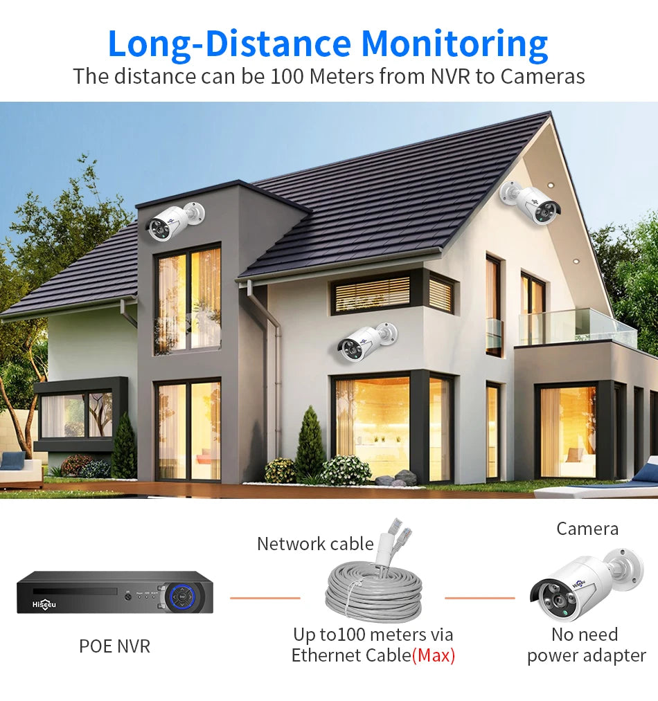 Überwachungssystem 2025: Hiseeu 5MP 3MP 8CH POE NVR Video Audio Record - ONVIF CCTV IP Security Surveillance Camera System Kit Set Outdoor House Waterproof Collection