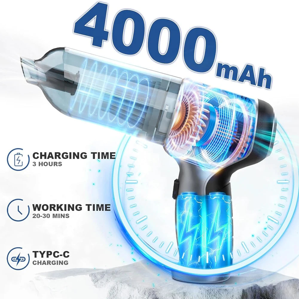 Portable Car Vacuum Cleaner 95000PA Wireless Handheld Vacuum Cleaner Powerful Mini Home Car Cordless Vacuum Cleaner Blower