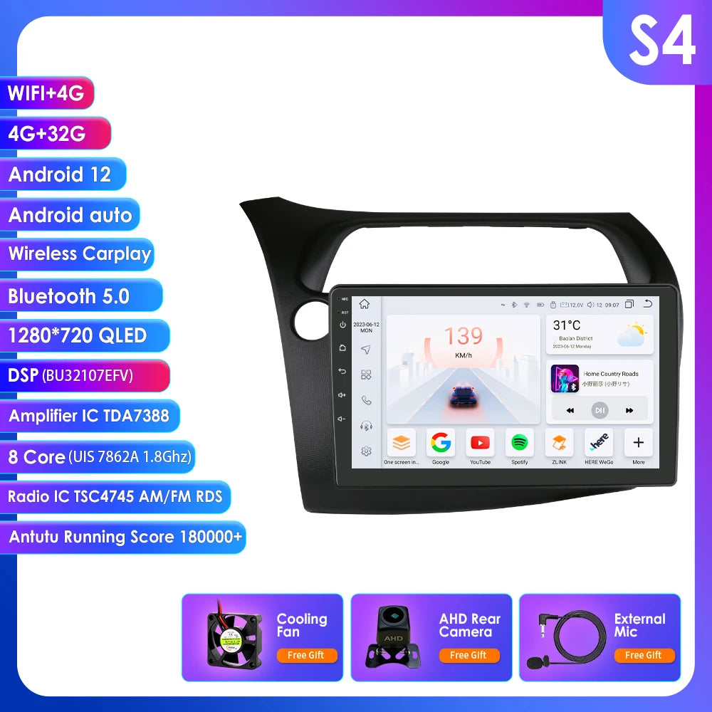 CarPlay Autoradio Multimedia Player für Honda Civic Hatchback
